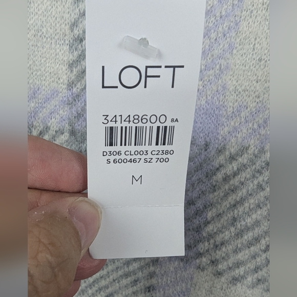 Loft Size Medium NWT Soft Sweater Cream Gray Lavender Loose Turtleneck - Picture 10 of 13